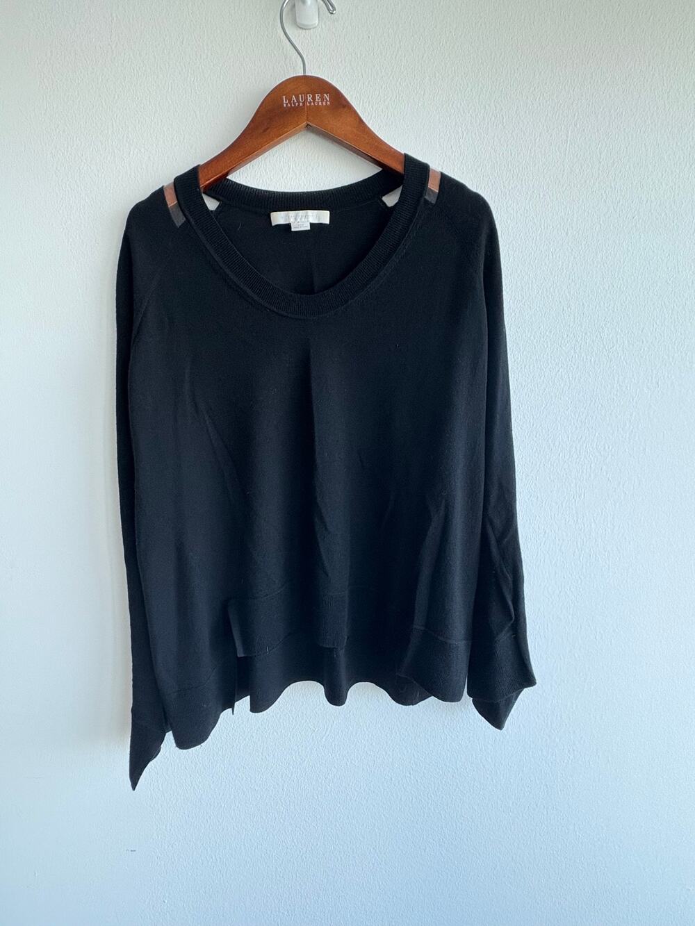 Vintage 2000s Alexander Wang Black Wool Sweater Shoulder Detail M NWOT